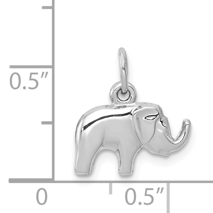 Alternate view of the 14k White Gold Hollow 2D Elephant Charm or Pendant, 13mm (1/2 Inch) by The Black Bow Jewelry Co.