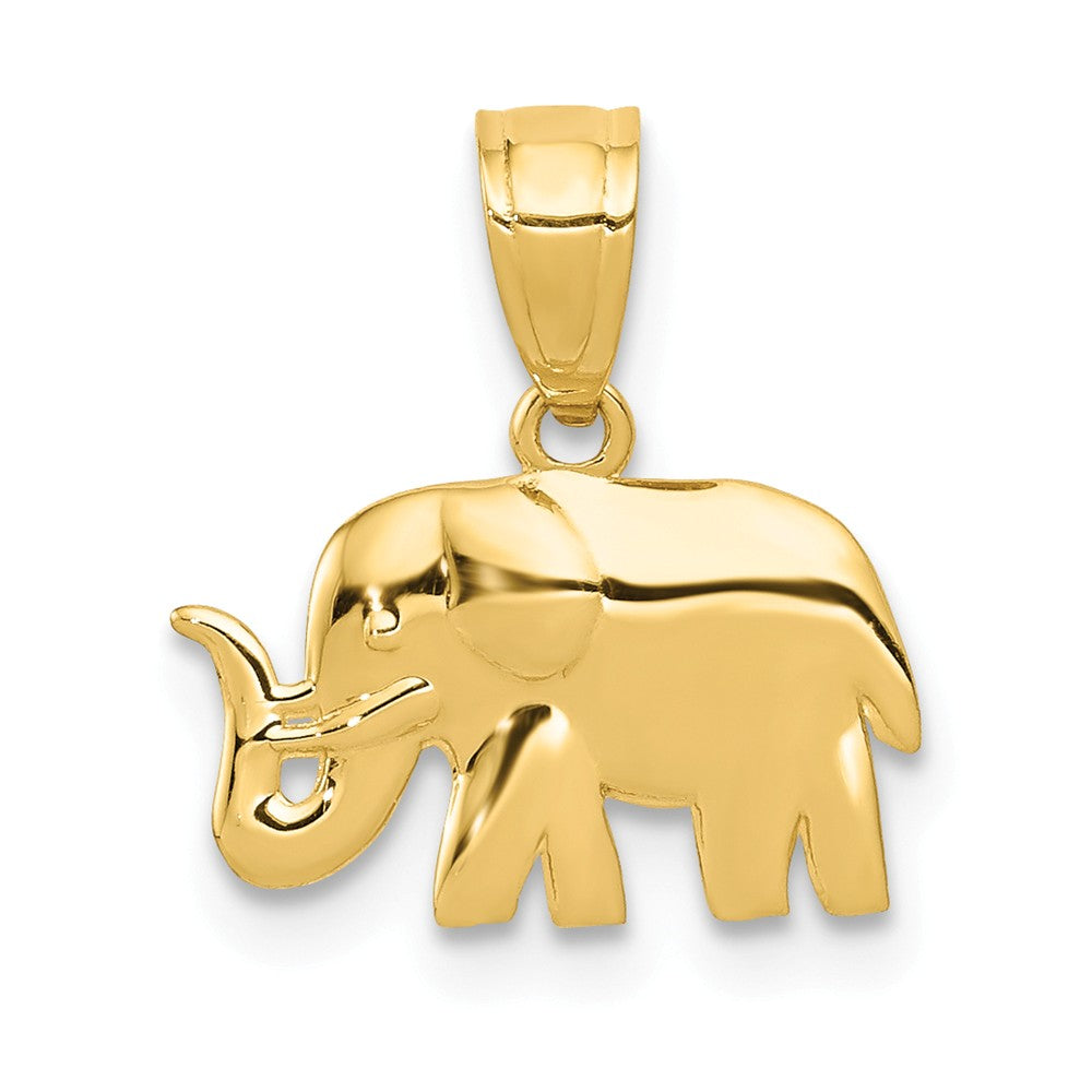 14k Yellow Gold Small Polished Elephant Pendant, 13mm (1/2 Inch), Item P26856 by The Black Bow Jewelry Co.