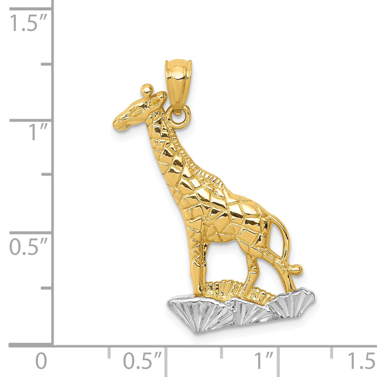 Alternate view of the 14K Yellow Gold and White Rhodium 2D Giraffe Pendant, 15 x 29mm by The Black Bow Jewelry Co.