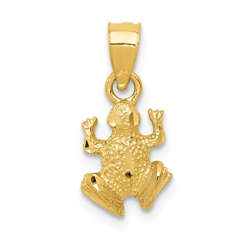 14k Yellow Gold Tiny Diamond-Cut Frog Pendant, 7mm (1/4 Inch), Item P26859 by The Black Bow Jewelry Co.