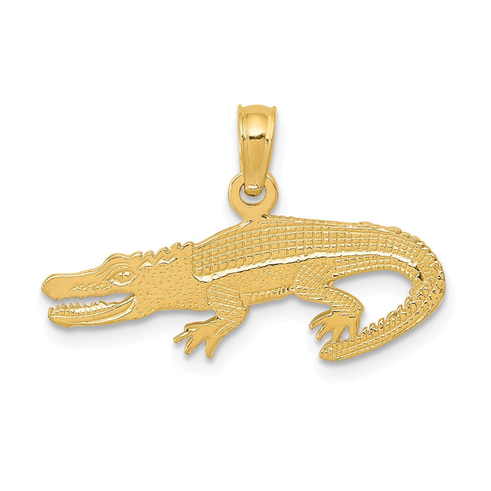 14k Yellow Gold Flat Alligator Pendant, 23mm (7/8 Inch), Item P26860 by The Black Bow Jewelry Co.