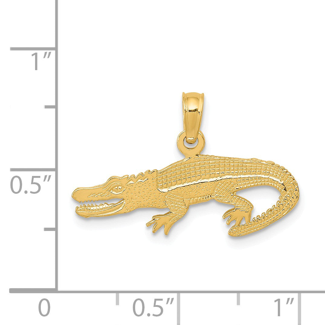 Alternate view of the 14k Yellow Gold Flat Alligator Pendant, 23mm (7/8 Inch) by The Black Bow Jewelry Co.