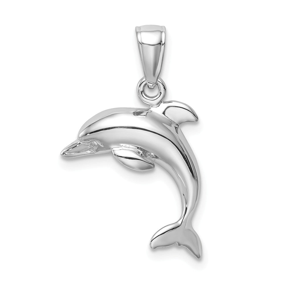 14k White Gold Jumping Dolphin Pendant, 16mm (5/8 Inch), Item P26872 by The Black Bow Jewelry Co.