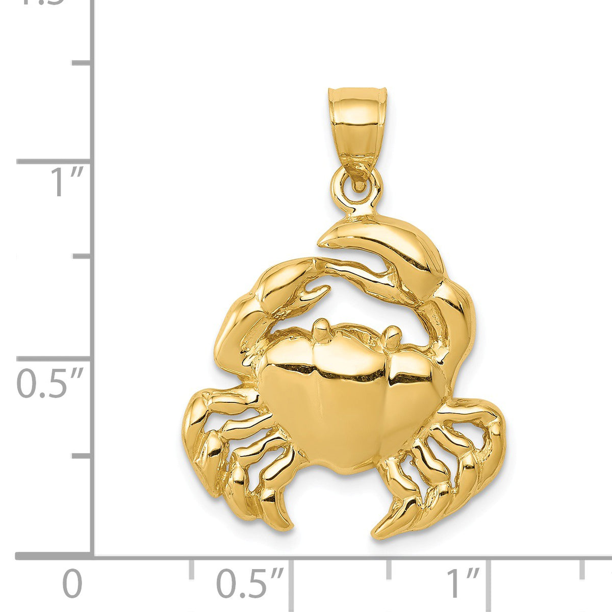 Alternate view of the 14k Yellow Gold Polished 2D Crab Pendant, 20 x 28mm (3/4 x 1 1/8 Inch) by The Black Bow Jewelry Co.