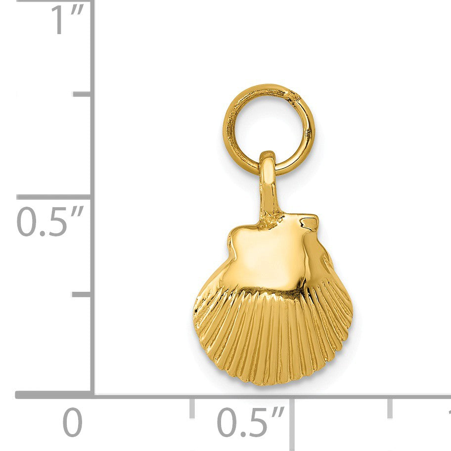 Alternate view of the 14k Yellow Gold Open Back Seashell Charm or Pendant, 10mm (3/8 Inch) by The Black Bow Jewelry Co.
