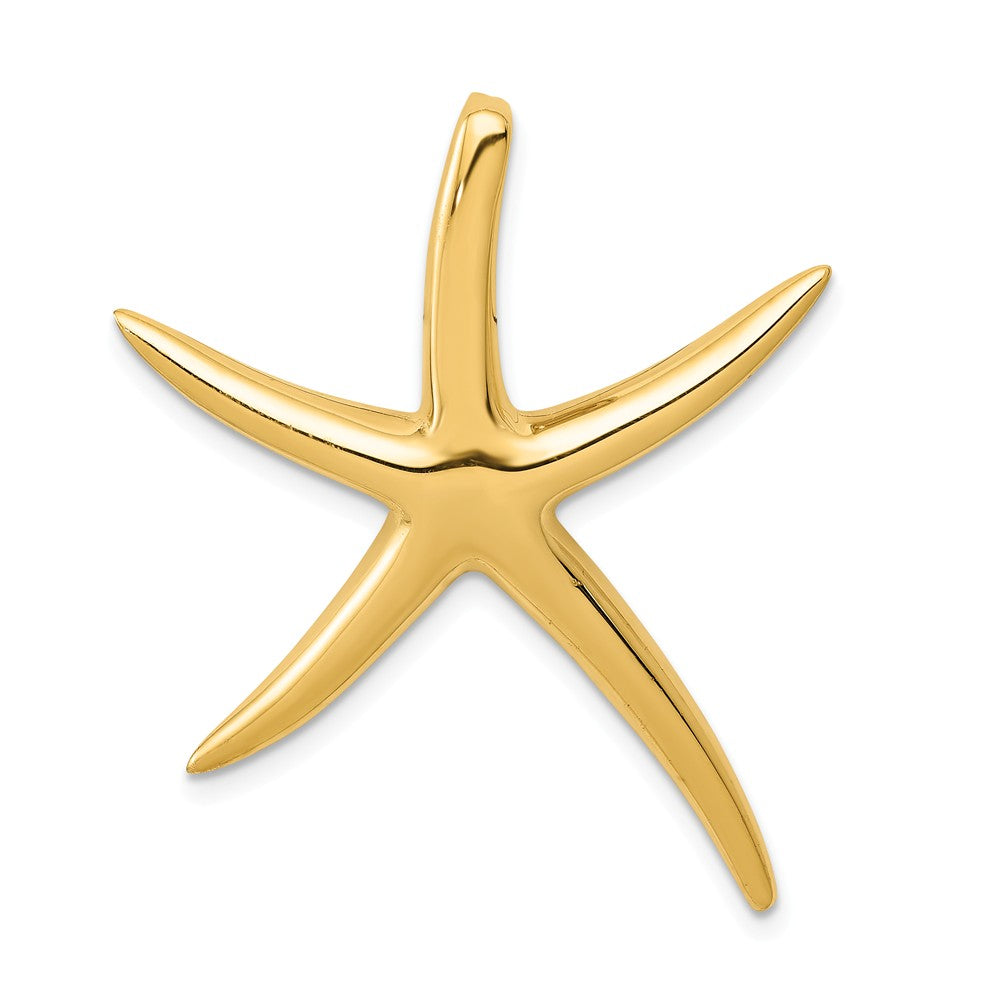 14k Yellow Gold LG Polished Pencil Starfish Slide Pendant, 28 x 32mm, Item P26904 by The Black Bow Jewelry Co.