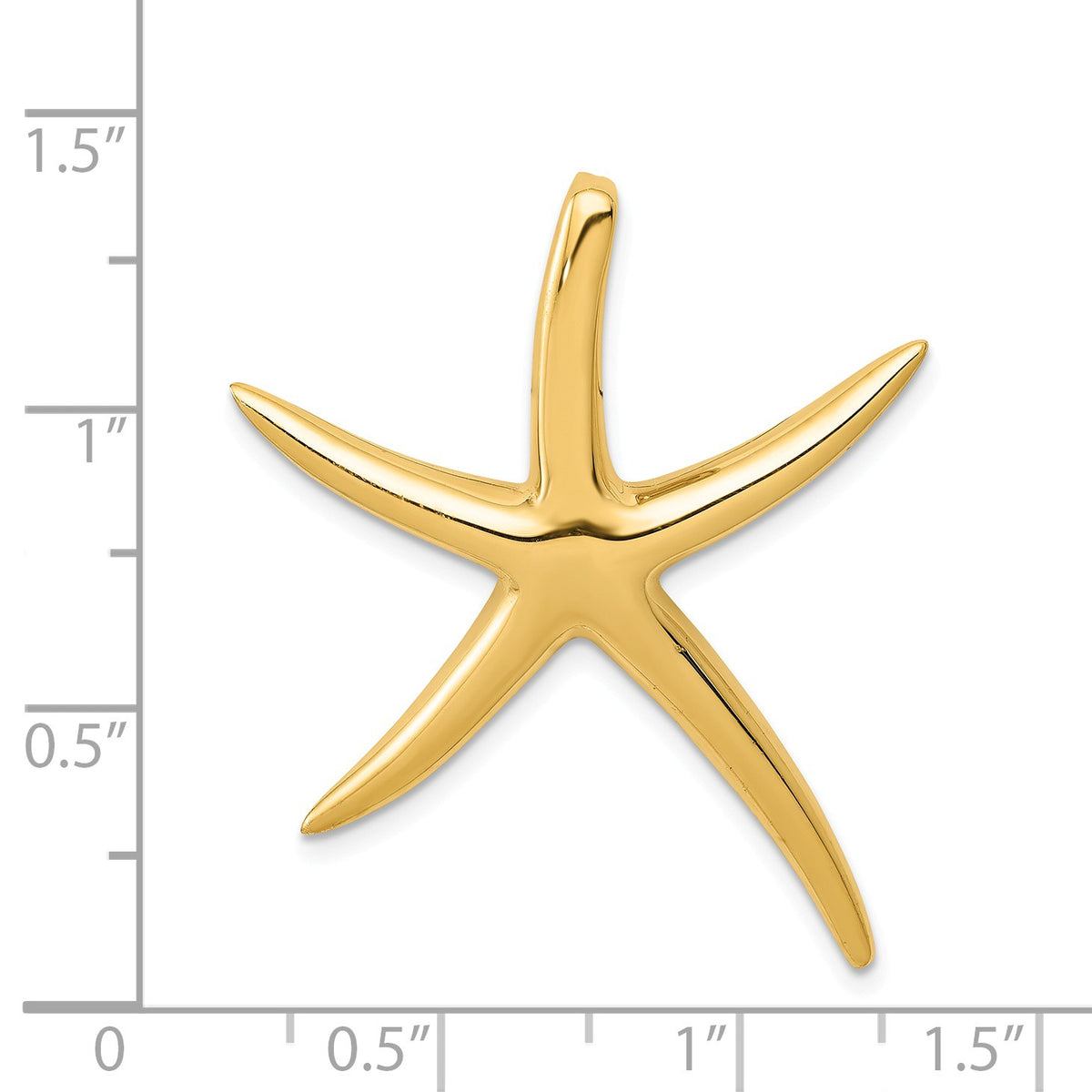 Alternate view of the 14k Yellow Gold LG Polished Pencil Starfish Slide Pendant, 28 x 32mm by The Black Bow Jewelry Co.