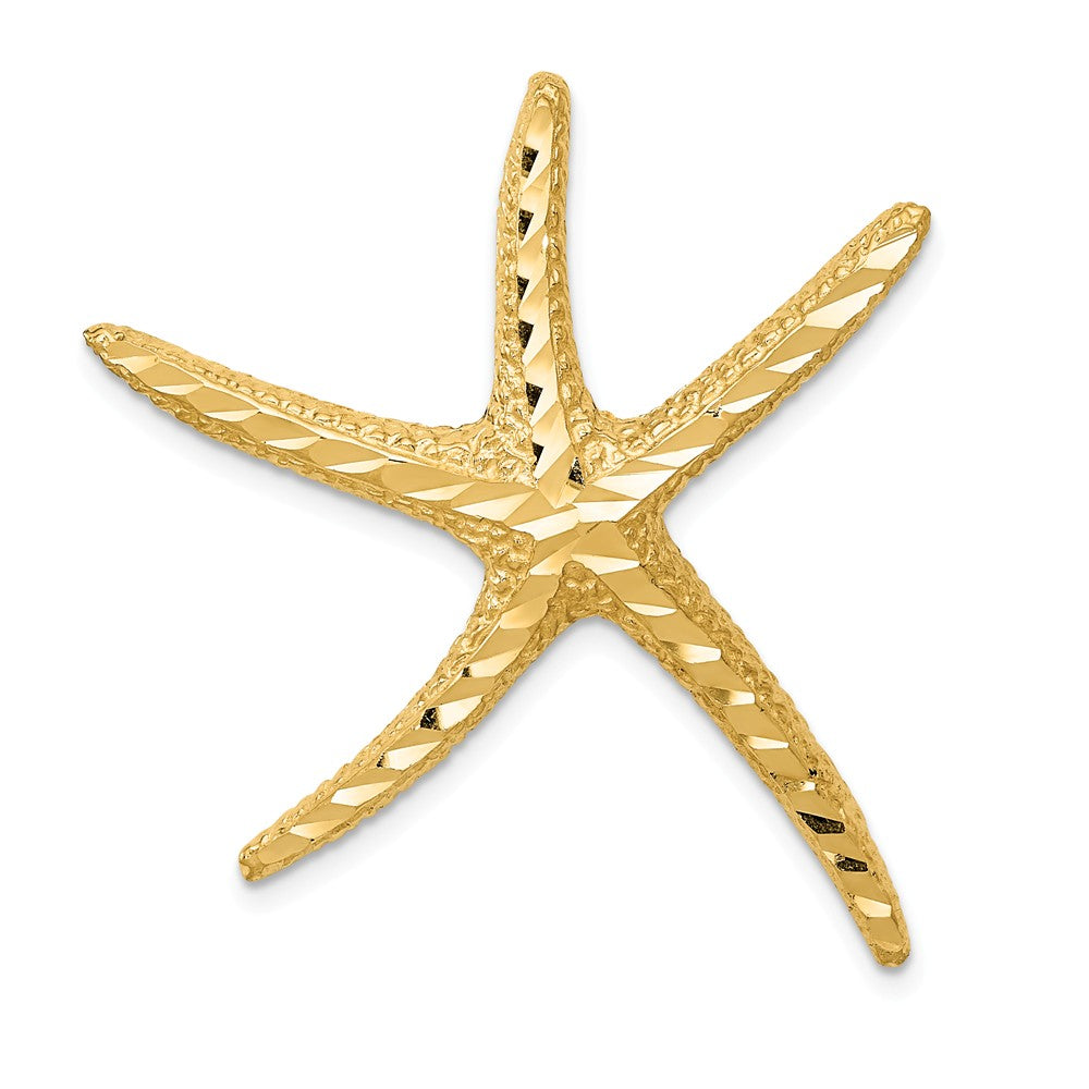 14k Yellow Gold LG D/C Pencil Starfish Slide Pendant, 32mm (1 1/4 In.), Item P26905 by The Black Bow Jewelry Co.