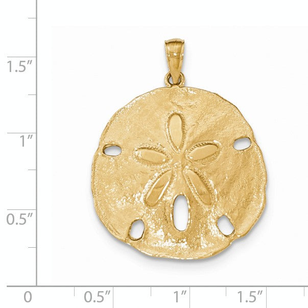 Alternate view of the 14k Yellow Gold Large Polished Sand Dollar Pendant, 29mm (1 1/8 Inch) by The Black Bow Jewelry Co.