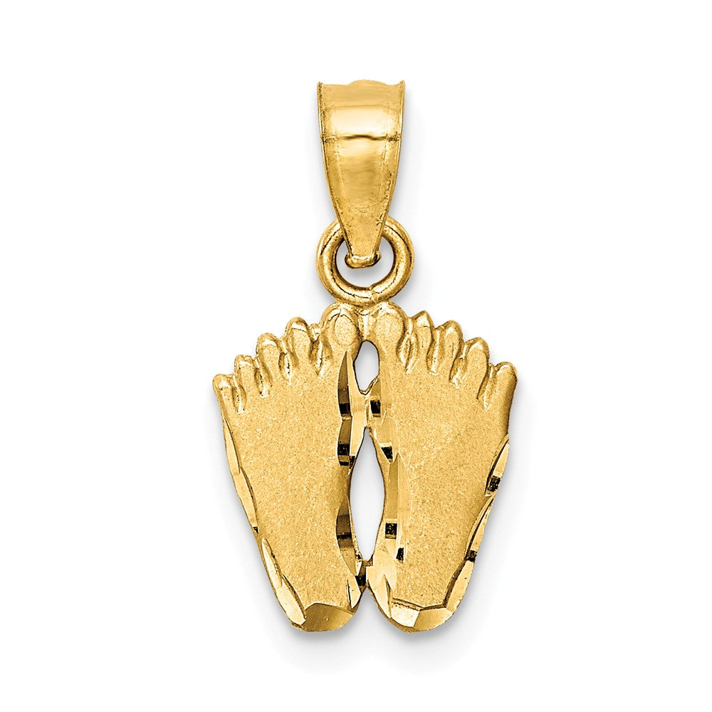 Kids 14k Yellow Gold Small Footprints Pendant, 10mm (3/8 Inch), Item P26916 by The Black Bow Jewelry Co.