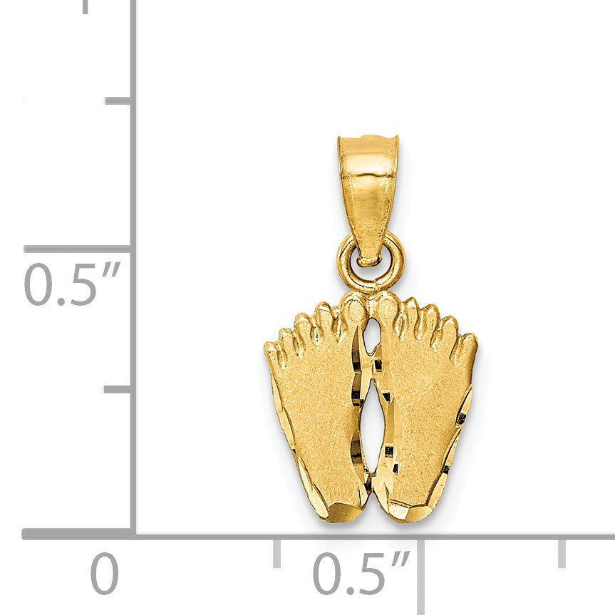 Alternate view of the Kids 14k Yellow Gold Small Footprints Pendant, 10mm (3/8 Inch) by The Black Bow Jewelry Co.