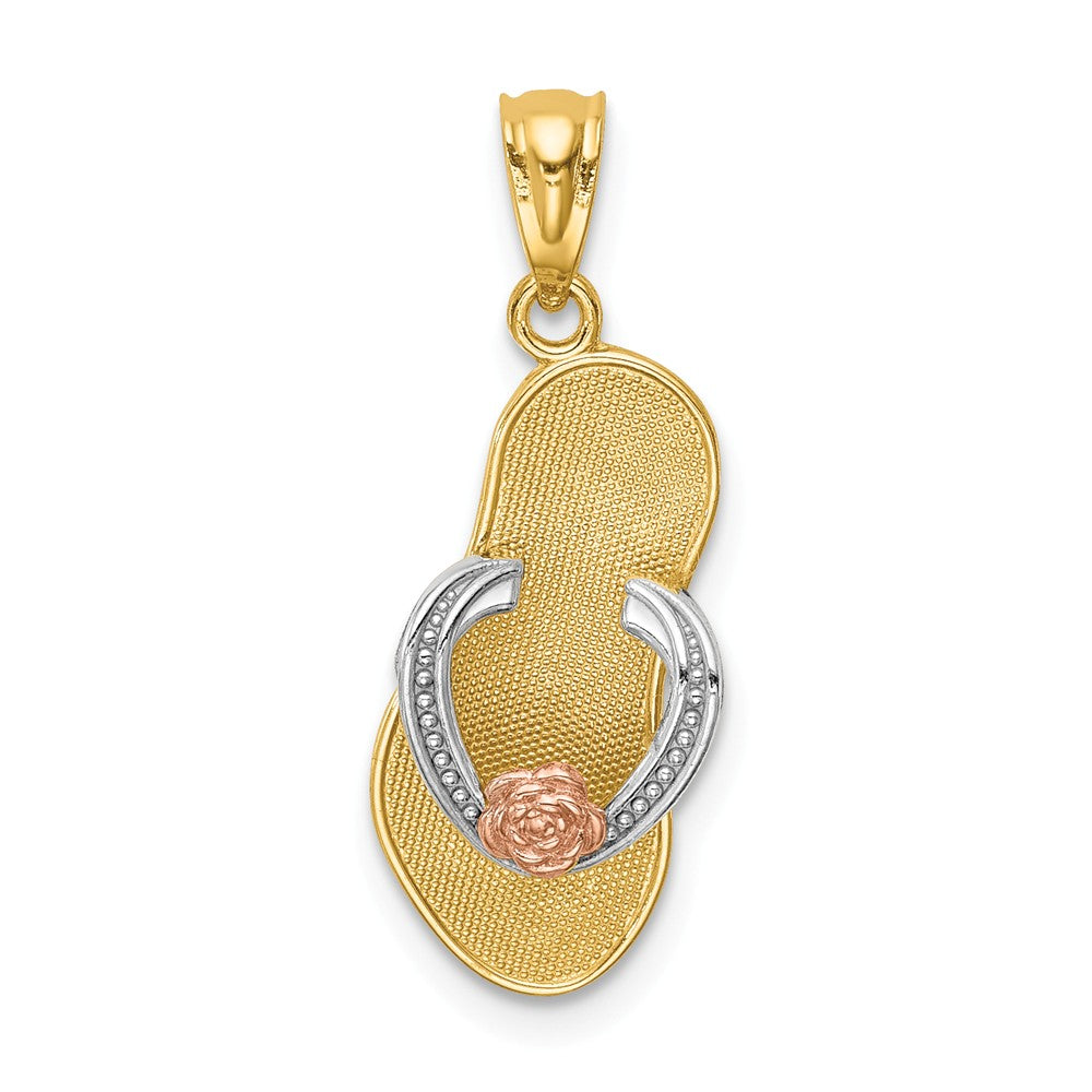 14k Two Tone Gold with White Rhodium Sandal Pendant, 8 x 24mm, Item P26919 by The Black Bow Jewelry Co.