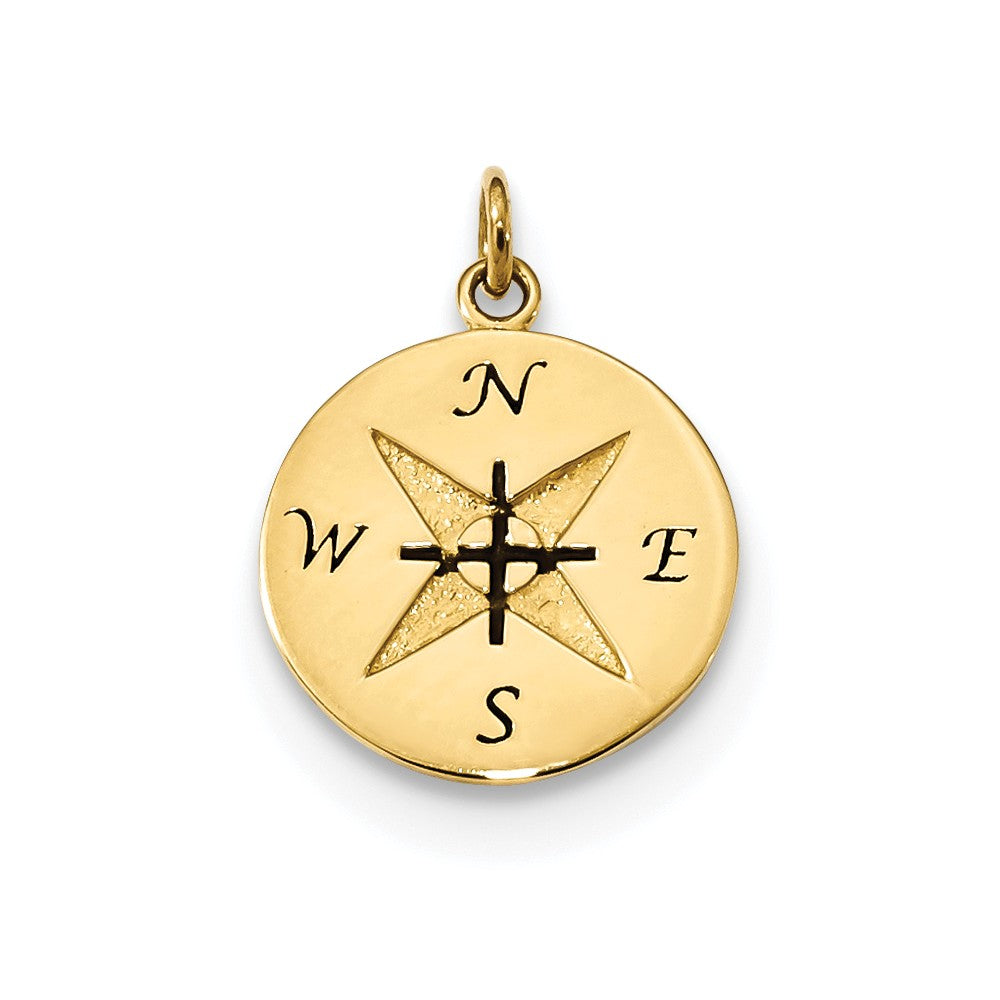 14k Yellow Gold Antiqued Compass Charm or Pendant, 14mm (9/16 Inch), Item P26924 by The Black Bow Jewelry Co.