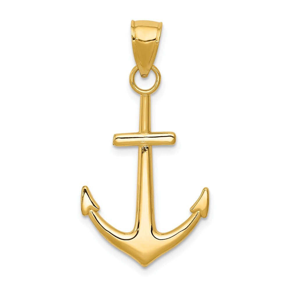 14k Yellow Gold Classic Polished Anchor Pendant, 18 x 33mm, Item P26930 by The Black Bow Jewelry Co.