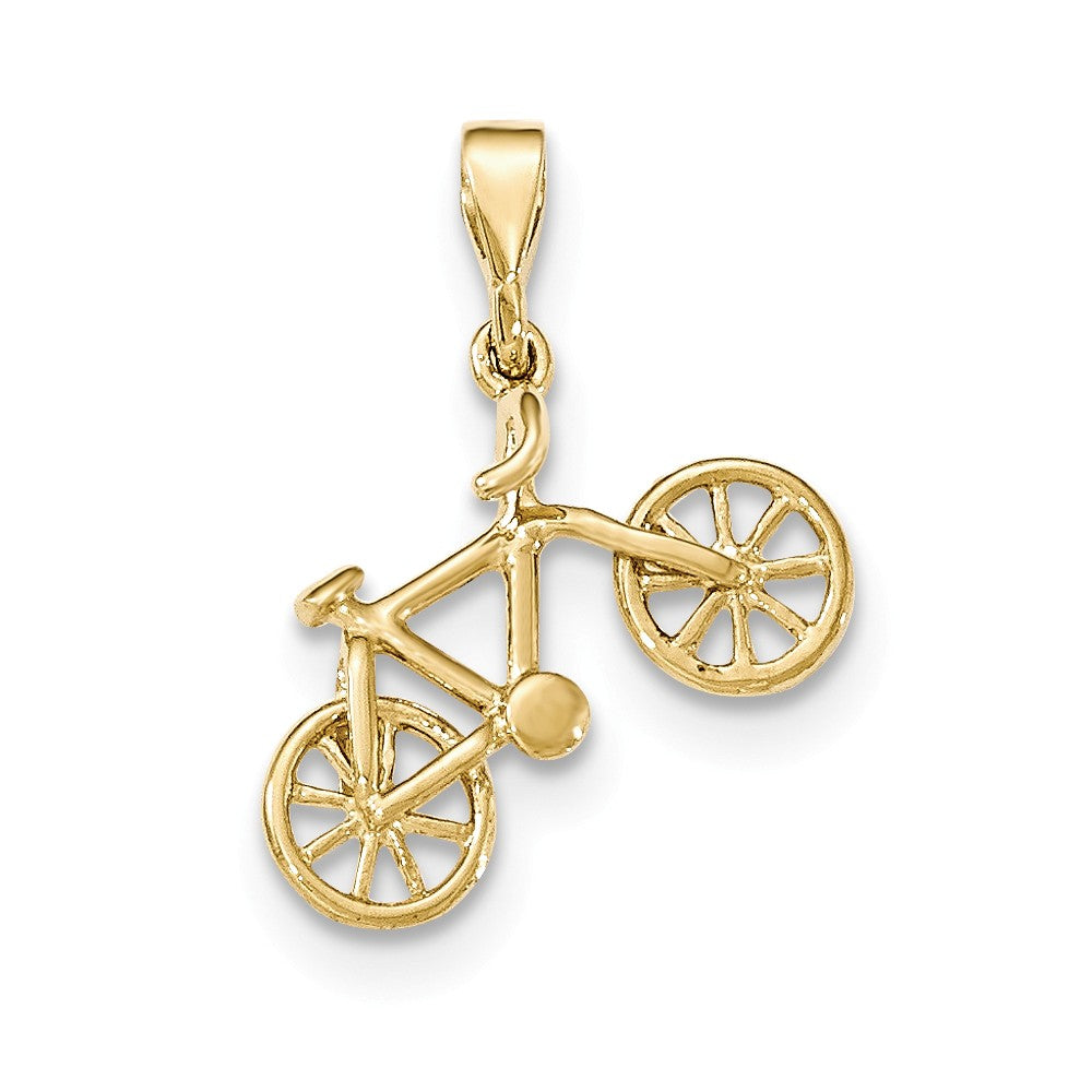 14k Yellow Gold Solid 3D Bicycle Pendant, 19 x 26mm (3/4 x 1 Inch), Item P26939 by The Black Bow Jewelry Co.