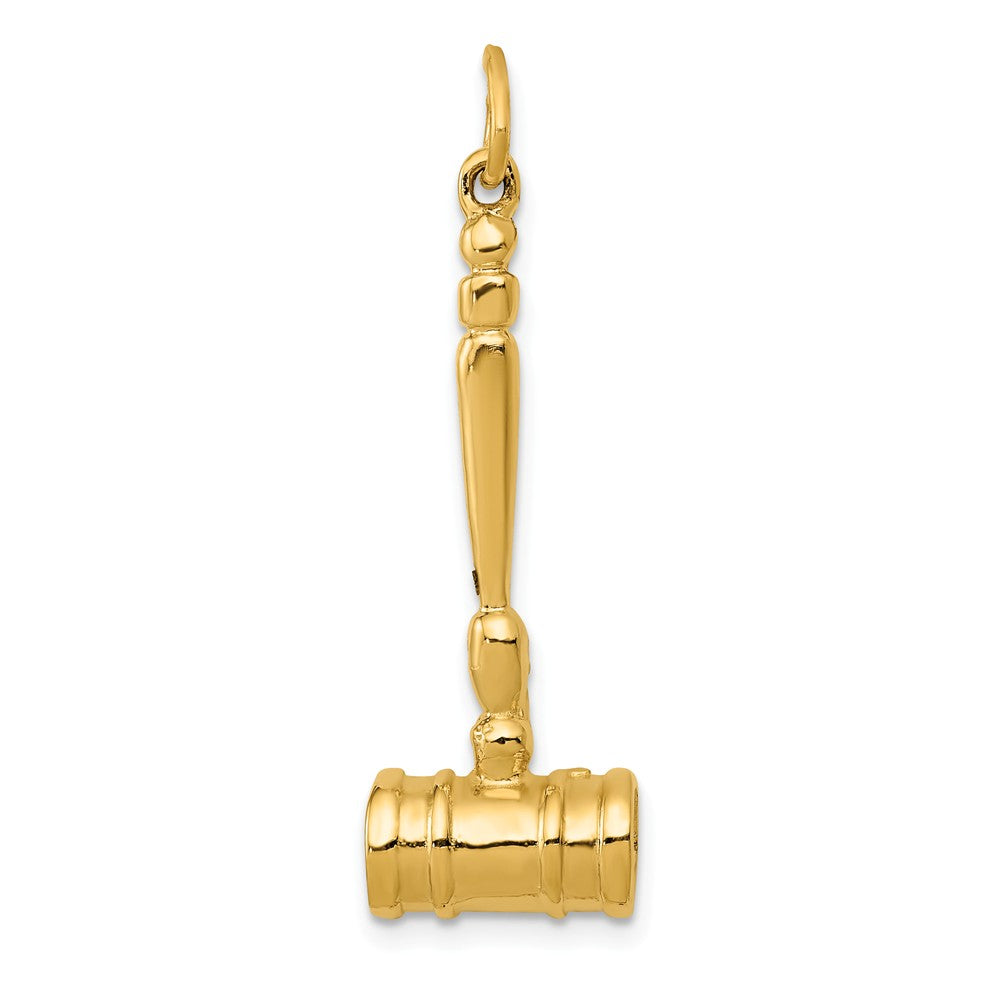 14k Yellow Gold Polished 3D Gavel Pendant, 10 x 32mm (3/8 x 1 1/4 In.), Item P26954 by The Black Bow Jewelry Co.