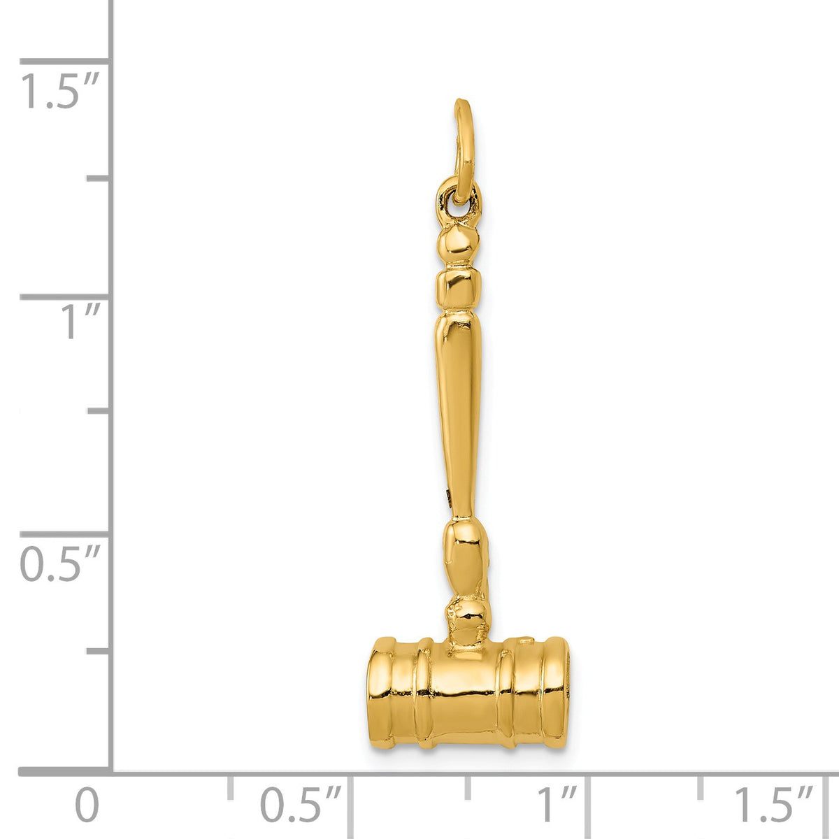 Alternate view of the 14k Yellow Gold Polished 3D Gavel Pendant, 10 x 32mm (3/8 x 1 1/4 In.) by The Black Bow Jewelry Co.