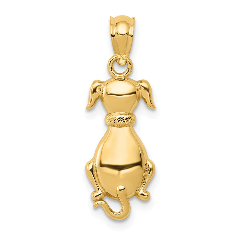 14k Yellow Gold Polished 2D Sitting Dog Pendant, 8 x 23mm, Item P26955 by The Black Bow Jewelry Co.
