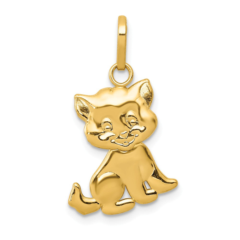 14k Yellow Gold Moveable Polished Kitten Pendant, 14 x 22mm, Item P26963 by The Black Bow Jewelry Co.