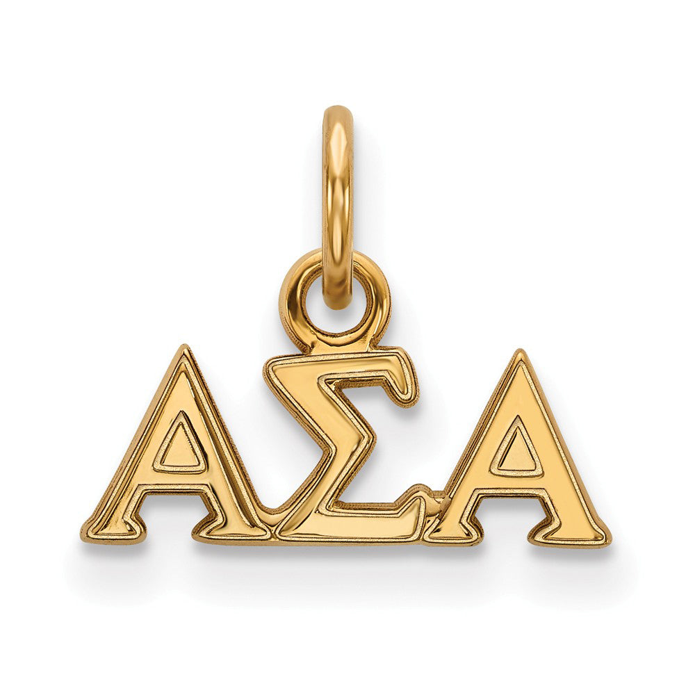 14K Gold Plated Silver Alpha Sigma Alpha XS (Tiny) Greek Letters Charm, Item P26994 by The Black Bow Jewelry Co.