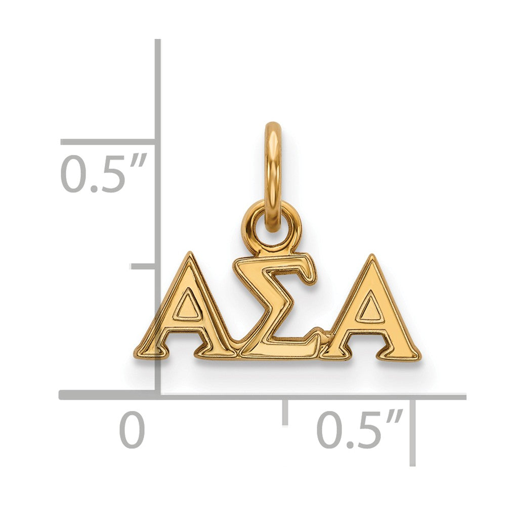 Alternate view of the 14K Gold Plated Silver Alpha Sigma Alpha XS (Tiny) Greek Letters Charm by The Black Bow Jewelry Co.