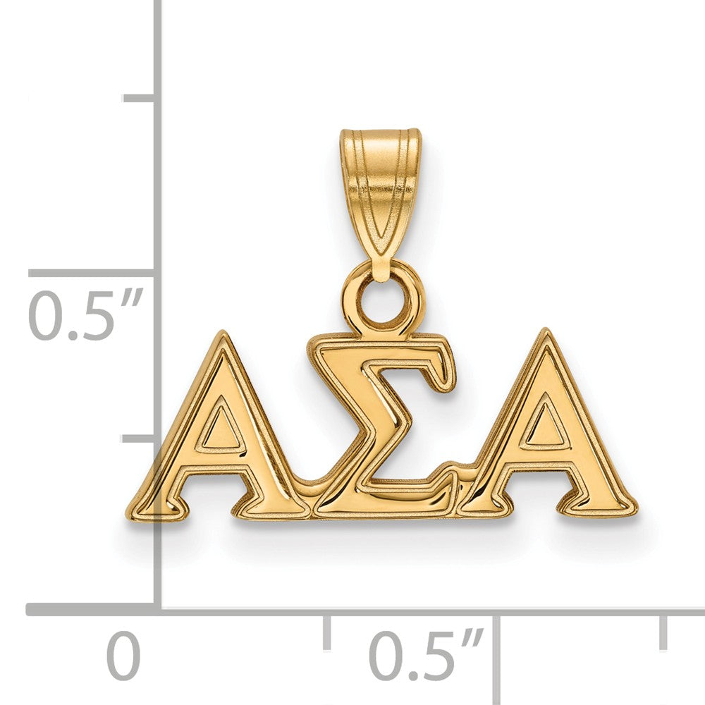 Alternate view of the 14K Plated Silver Alpha Sigma Alpha Small Greek Letters Pendant by The Black Bow Jewelry Co.