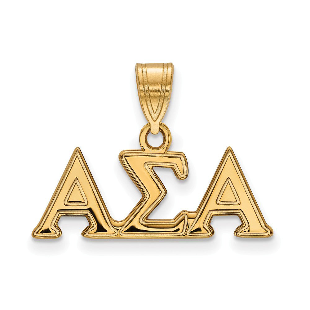 14K Plated Silver Alpha Sigma Alpha Medium Greek Letters Pendant, Item P26996 by The Black Bow Jewelry Co.
