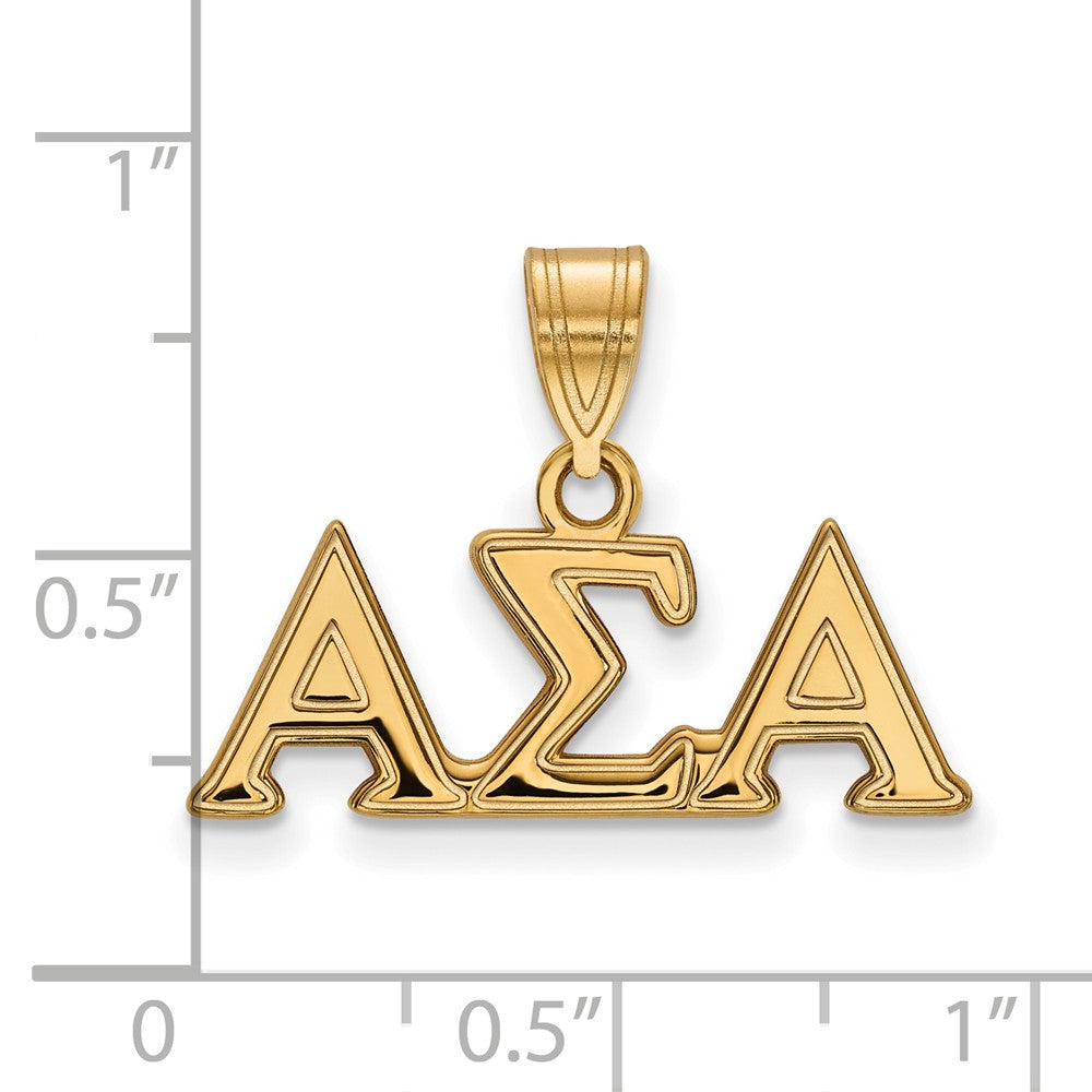 Alternate view of the 14K Plated Silver Alpha Sigma Alpha Medium Greek Letters Pendant by The Black Bow Jewelry Co.
