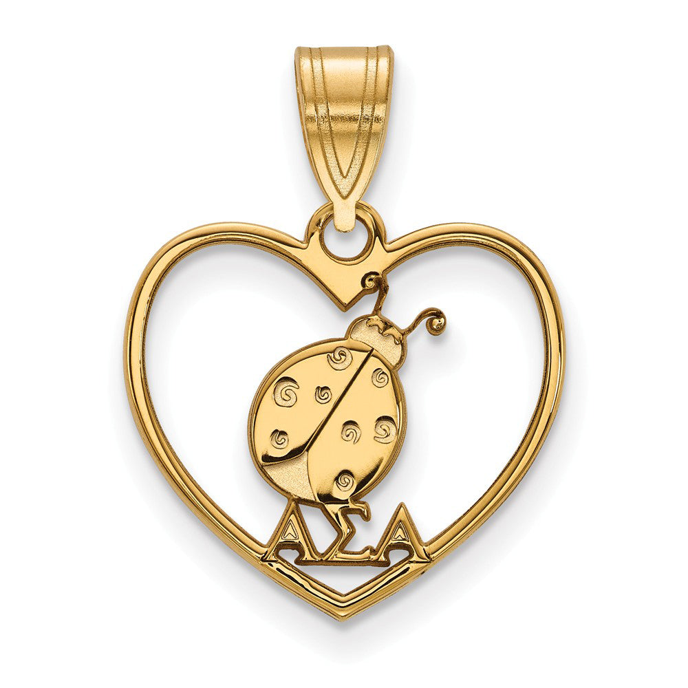 14K Plated Silver Alpha Sigma Alpha Heart Pendant, Item P27002 by The Black Bow Jewelry Co.