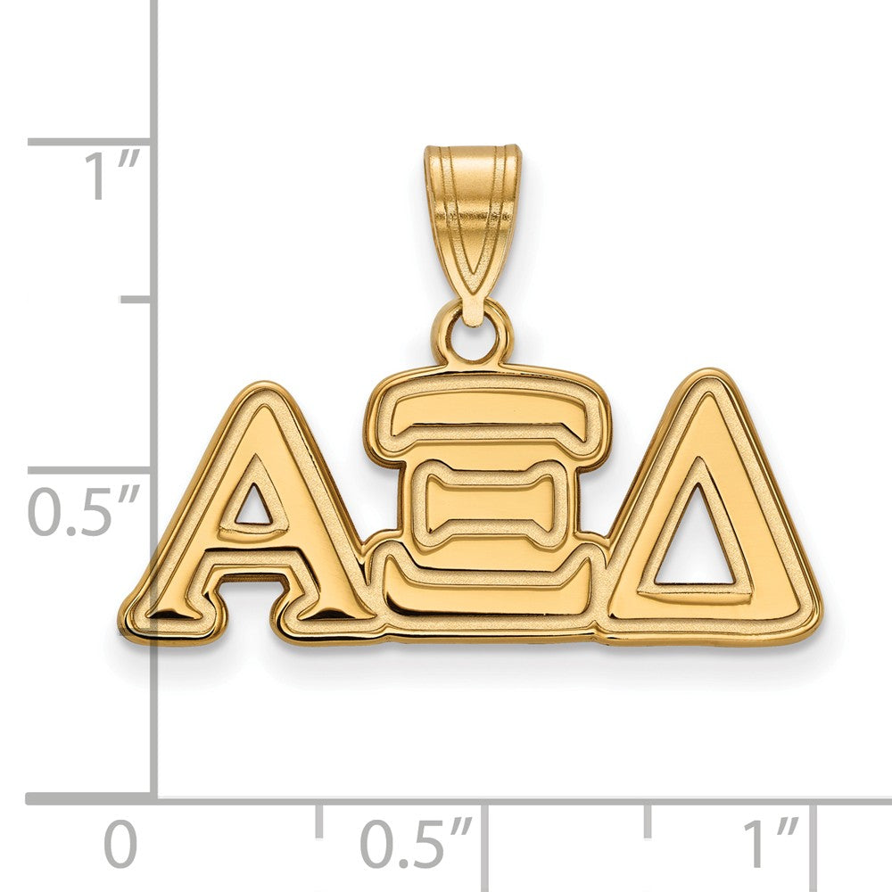 Alternate view of the 14K Plated Silver Alpha Xi Delta Medium Greek Letters Pendant by The Black Bow Jewelry Co.