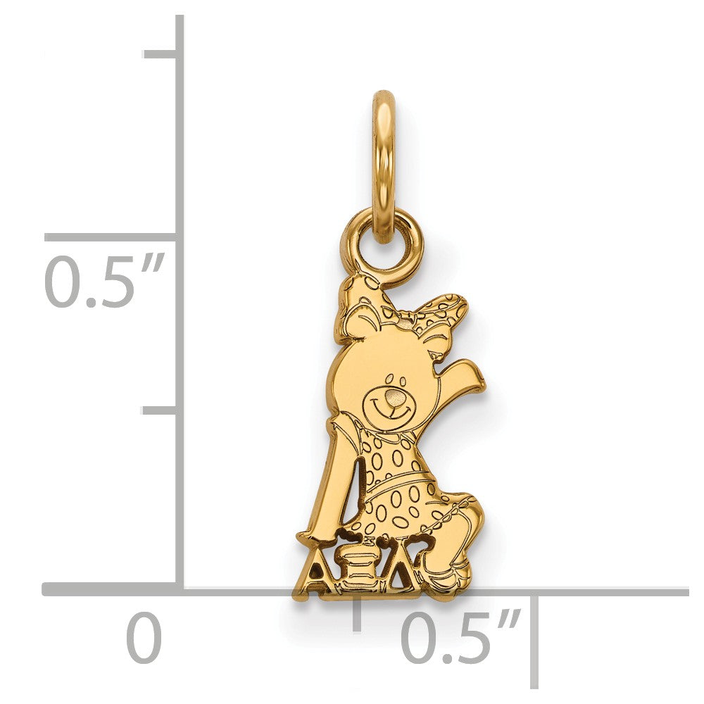 Alternate view of the 14K Gold Plated Silver Alpha Xi Delta XS (Tiny) Charm or Pendant by The Black Bow Jewelry Co.
