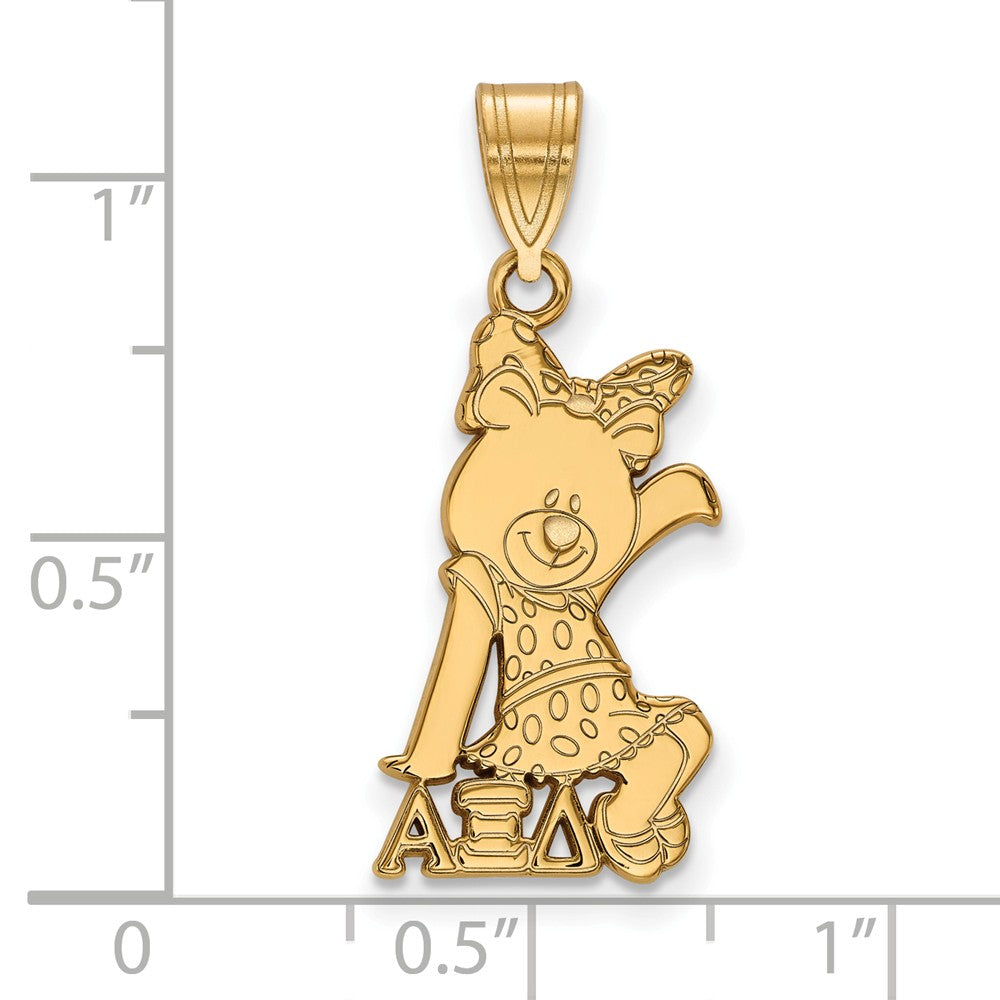 Alternate view of the 14K Plated Silver Alpha Xi Delta Medium Pendant by The Black Bow Jewelry Co.