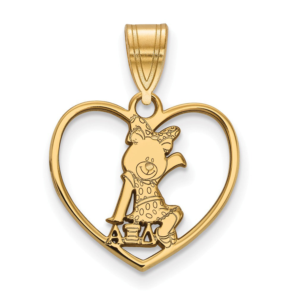 14K Plated Silver Alpha Xi Delta Heart Pendant, Item P27012 by The Black Bow Jewelry Co.