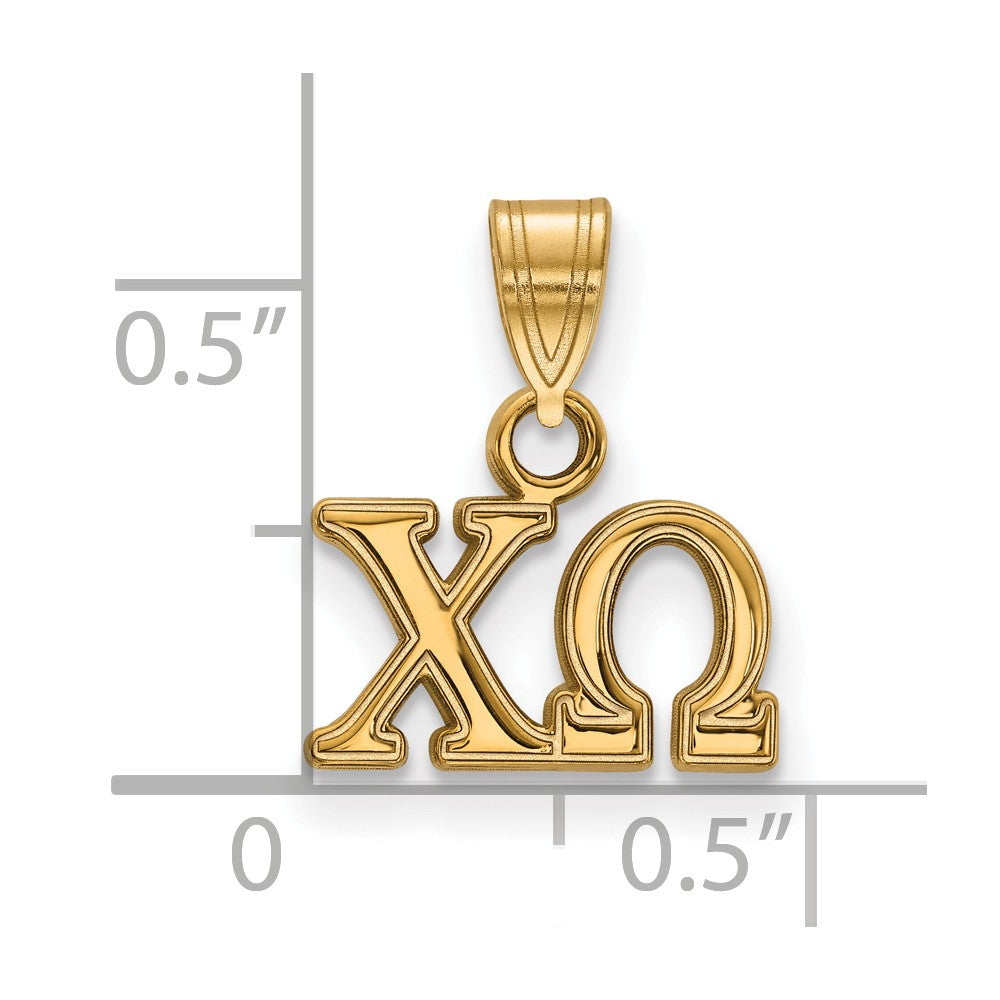 Alternate view of the 14K Plated Silver Chi Omega Small Greek Letters Pendant by The Black Bow Jewelry Co.