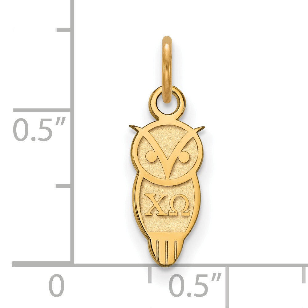 Alternate view of the 14K Gold Plated Silver Chi Omega XS (Tiny) Charm or Pendant by The Black Bow Jewelry Co.