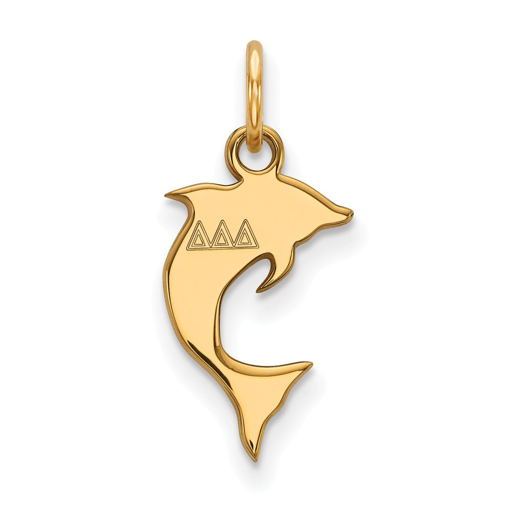 14K Gold Plated Silver Delta Delta Delta XS (Tiny) Charm or Pendant, Item P27029 by The Black Bow Jewelry Co.