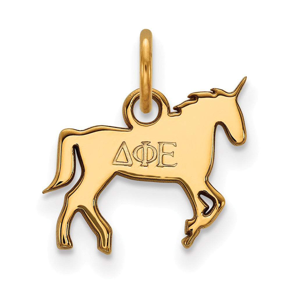 14K Gold Plated Silver Delta Phi Epsilon XS (Tiny) Charm or Pendant, Item P27044 by The Black Bow Jewelry Co.
