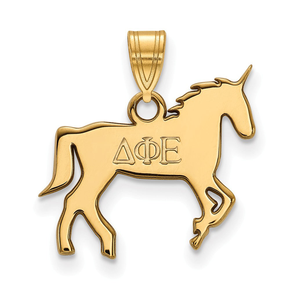 14K Plated Silver Delta Phi Epsilon Small Pendant, Item P27045 by The Black Bow Jewelry Co.