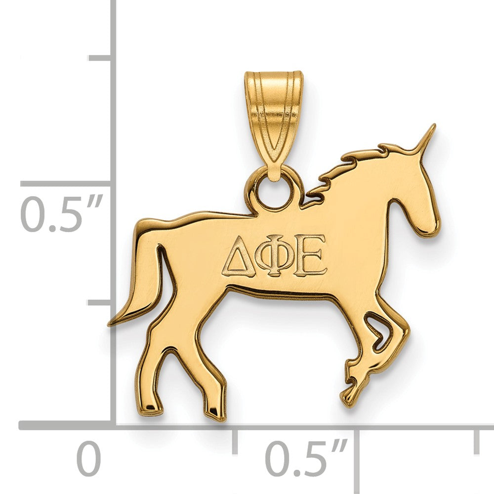 Alternate view of the 14K Plated Silver Delta Phi Epsilon Small Pendant by The Black Bow Jewelry Co.