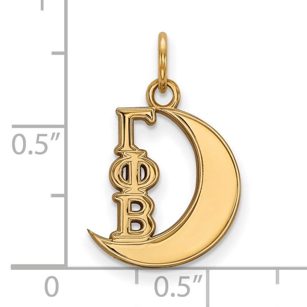 Alternate view of the 14K Gold Plated Silver Gamma Phi Beta XS (Tiny) Charm or Pendant by The Black Bow Jewelry Co.