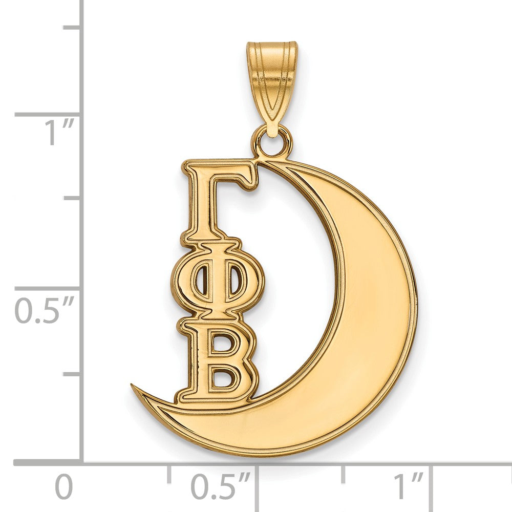 Alternate view of the 14K Plated Silver Gamma Phi Beta Medium Pendant by The Black Bow Jewelry Co.