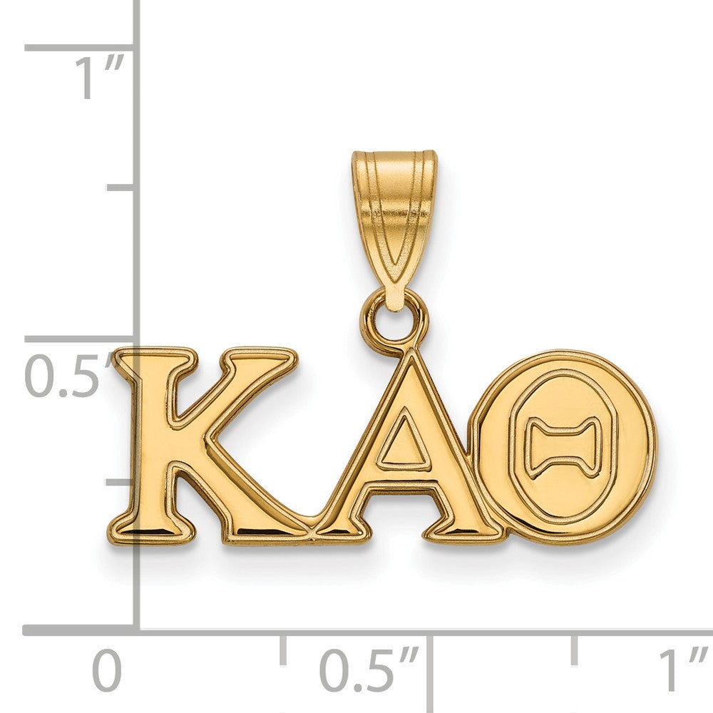 Alternate view of the 14K Plated Silver Kappa Alpha Theta Med Greek Letters Pendant by The Black Bow Jewelry Co.