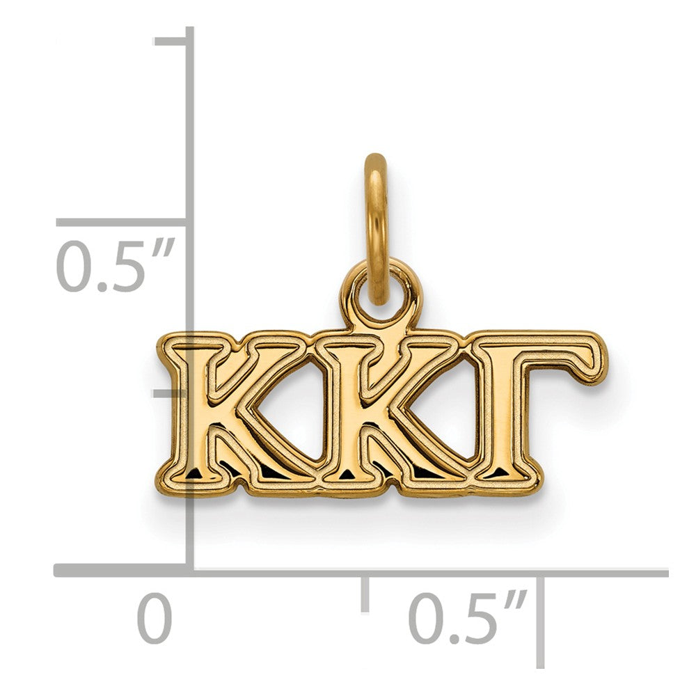 Alternate view of the 14K Gold Plated Silver Kappa Kappa Gamma XS (Tiny) Charm or Pendant by The Black Bow Jewelry Co.