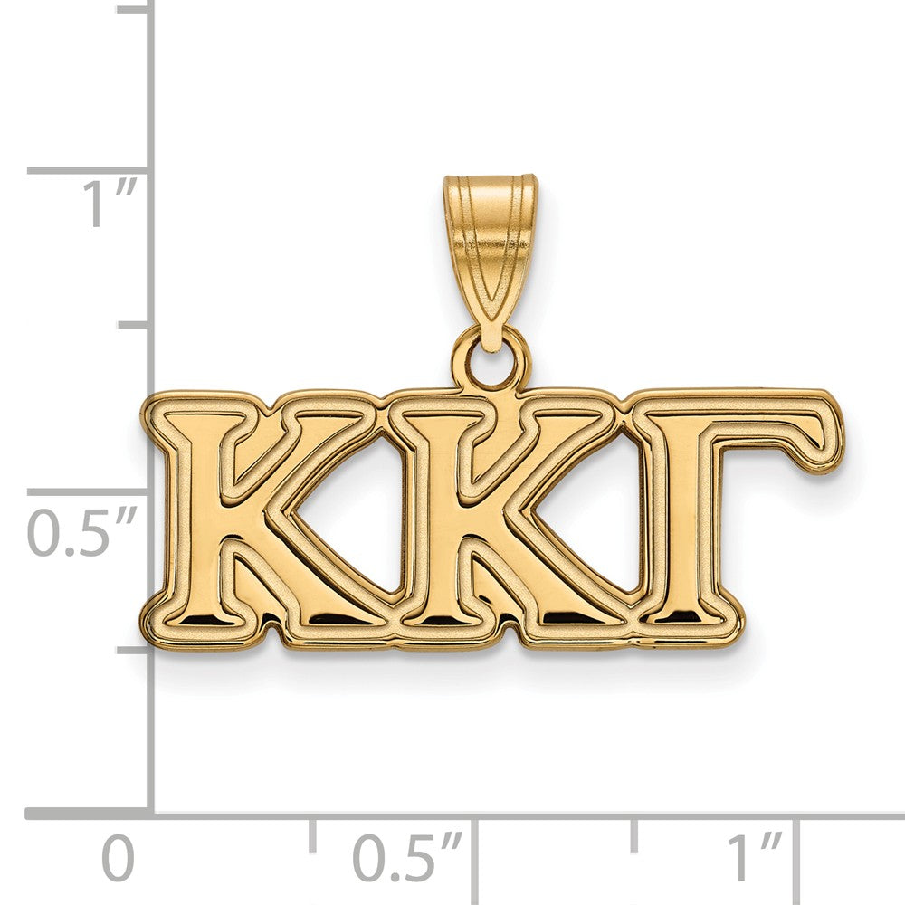 Alternate view of the 14K Plated Silver Kappa Kappa Gamma Medium Pendant by The Black Bow Jewelry Co.
