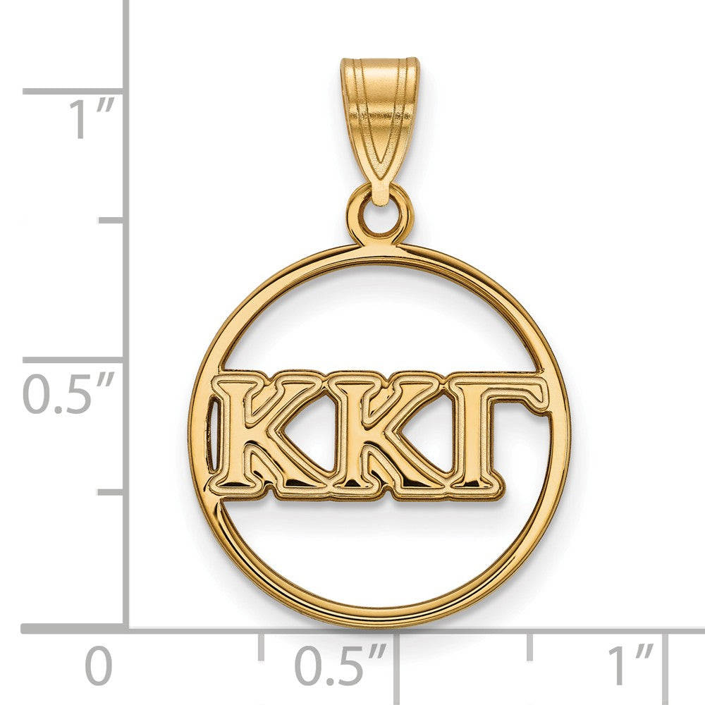 Alternate view of the 14K Plated Silver Kappa Kappa Gamma Medium Circle Pendant by The Black Bow Jewelry Co.