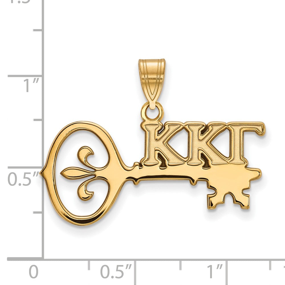 Alternate view of the 14K Plated Silver Kappa Kappa Gamma Medium Greek Letters Pendant by The Black Bow Jewelry Co.
