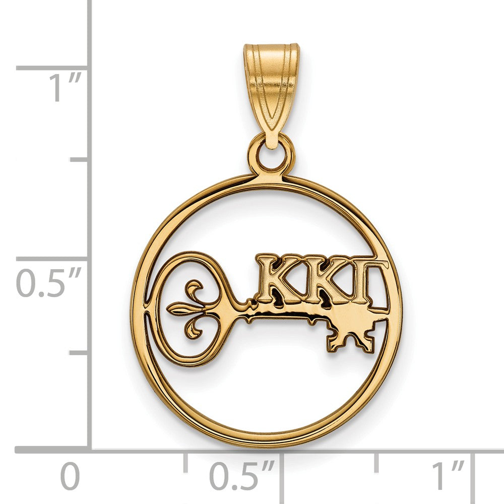 Alternate view of the 14K Plated Silver Kappa Kappa Gamma Med Circle Greek Letters Pendant by The Black Bow Jewelry Co.