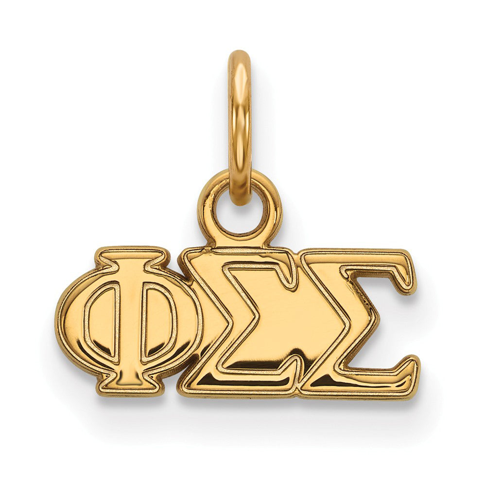 14K Gold Plated Silver Phi Sigma Sigma XS (Tiny) Greek Letters Charm, Item P27091 by The Black Bow Jewelry Co.