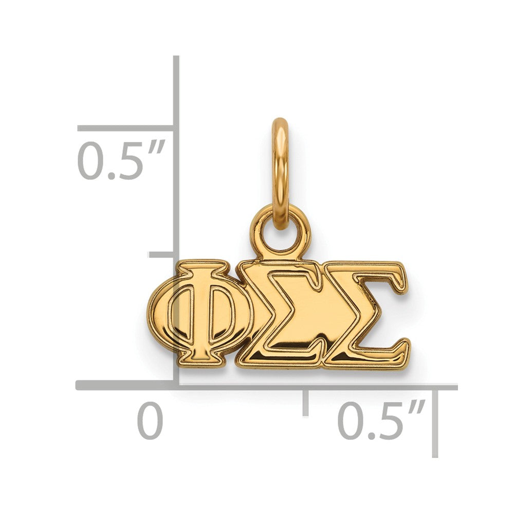 Alternate view of the 14K Gold Plated Silver Phi Sigma Sigma XS (Tiny) Greek Letters Charm by The Black Bow Jewelry Co.