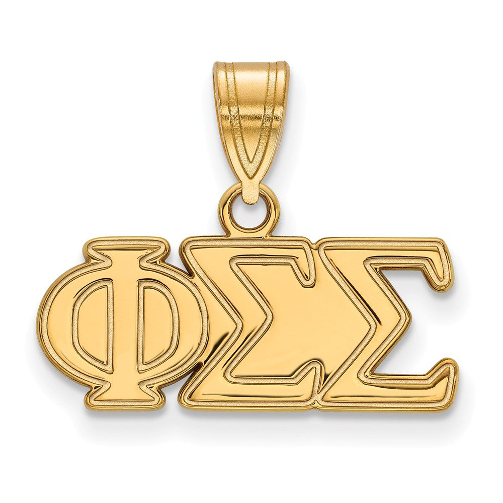 14K Plated Silver Phi Sigma Sigma Medium Greek Letters Pendant, Item P27093 by The Black Bow Jewelry Co.